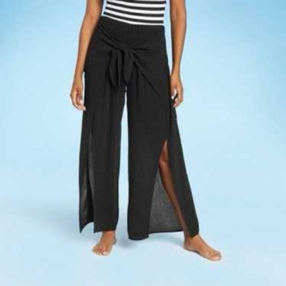 Kona Sol Black Swim Coverup Tie-Front Pants